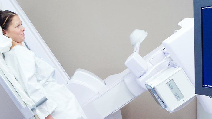 Bone density measurement in a radiology department.